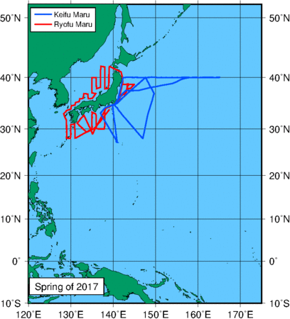 Trackline of ship