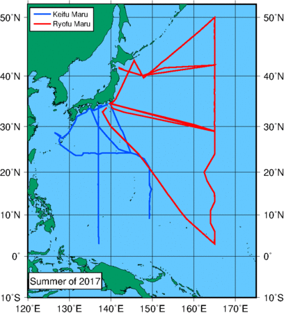 Trackline of ship