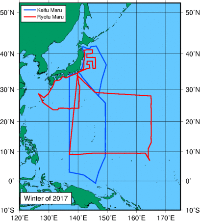 Trackline of ship