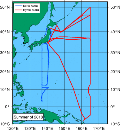 Trackline of ship
