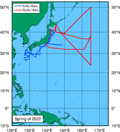Trackline of ship