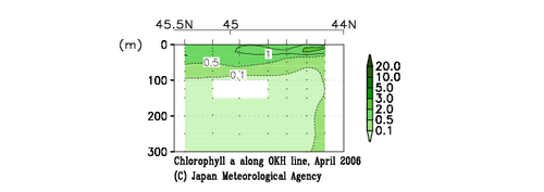 北海道周辺・日本東方の2006年春季のクロロフィル