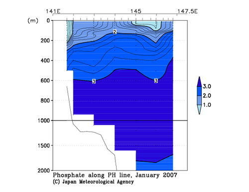 北海道周辺・日本東方の2007年冬季のリン酸塩