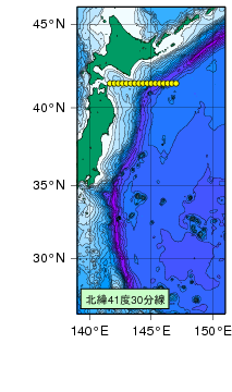 北海道周辺・日本東方測線図