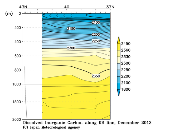 北海道周辺・日本東方の2013年秋季の全炭酸