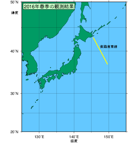 北海道周辺・日本東方(2016年春季)の観測線図