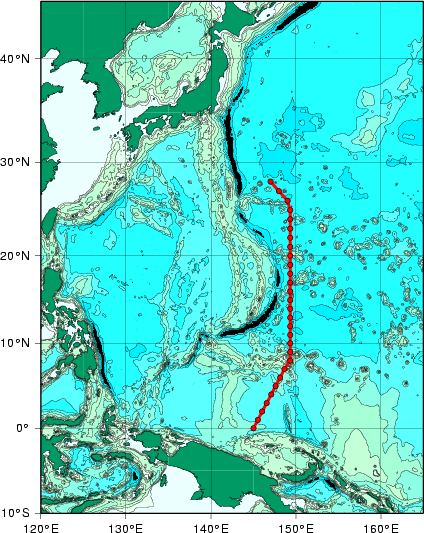 気象庁 海洋気象観測船 東経149度線の観測結果(水温)