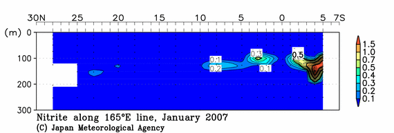 北西太平洋域の2007年冬季の亜硝酸塩