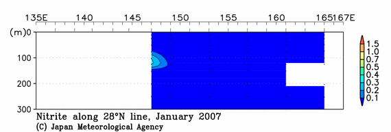 北西太平洋域の2007年冬季の亜硝酸塩