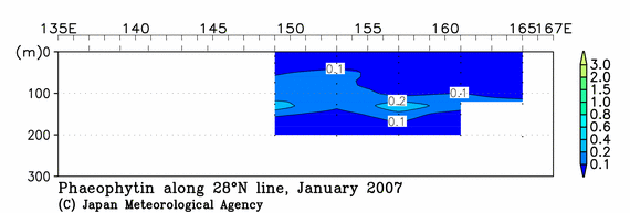 北西太平洋域の2007年冬季のフェオフィチン