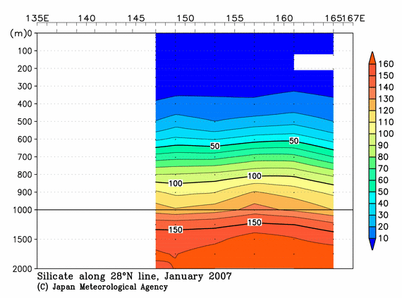 北西太平洋域の2007年冬季のケイ酸塩