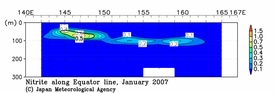 北西太平洋域の2007年冬季の亜硝酸塩