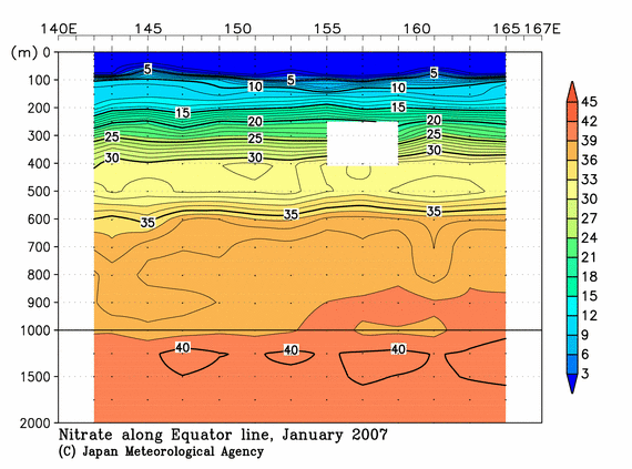 北西太平洋域の2007年冬季の硝酸塩