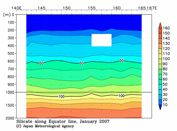北西太平洋域の2007年冬季のケイ酸塩