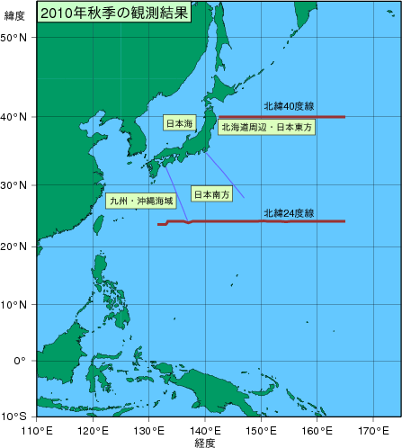 北西太平洋域(2010年秋季)の観測線図