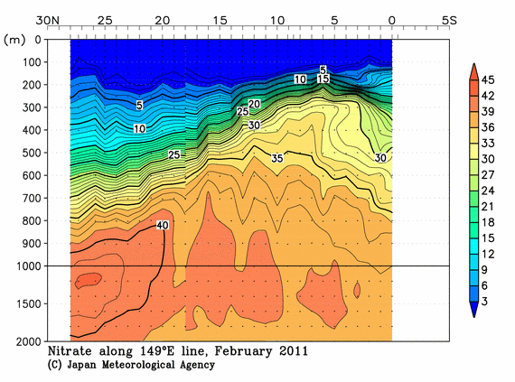 北西太平洋域の2011年冬季の硝酸塩