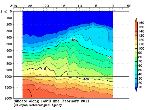 北西太平洋域の2011年冬季のケイ酸塩