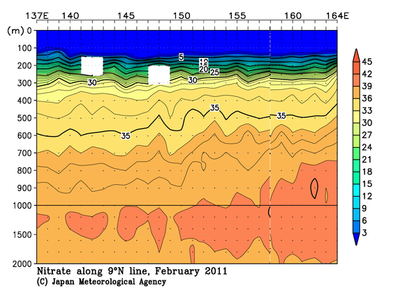 北西太平洋域の2011年冬季の硝酸塩