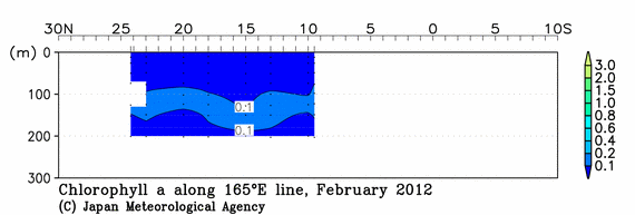 北西太平洋域の2012年冬季のクロロフィル