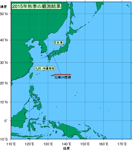 北西太平洋域(2015年秋季)の観測線図