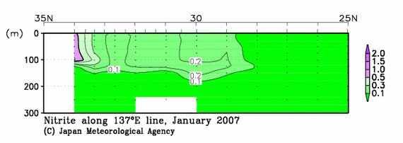 日本南方の2007年冬季の亜硝酸塩