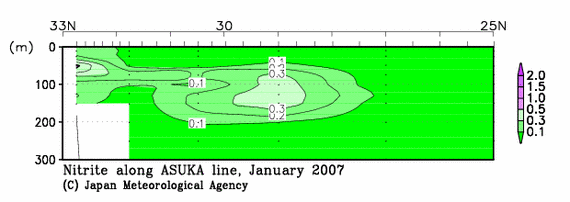 日本南方の2007年冬季の亜硝酸塩