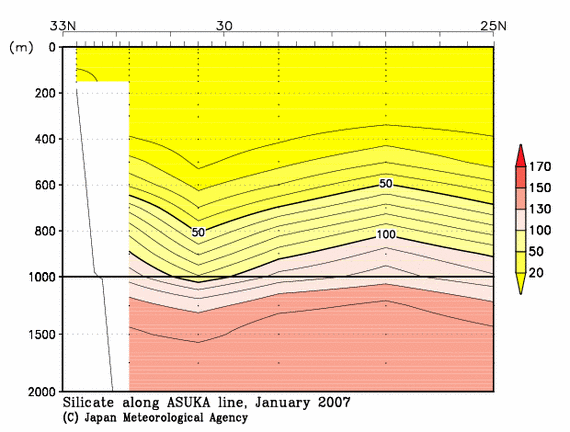 日本南方の2007年冬季のケイ酸塩