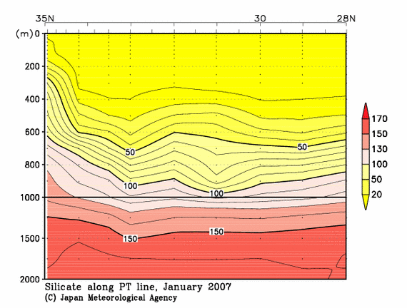 日本南方の2007年冬季のケイ酸塩