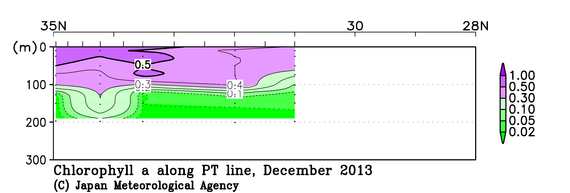 日本南方の2013年秋季のクロロフィル