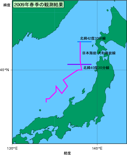 日本海(2009年春季)の観測線図