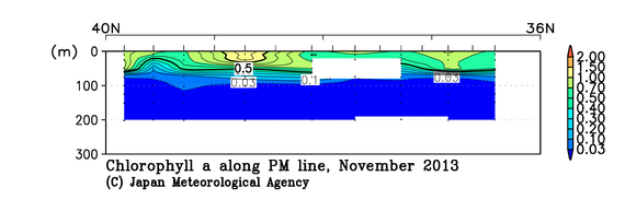 日本海の2013年秋季のクロロフィル