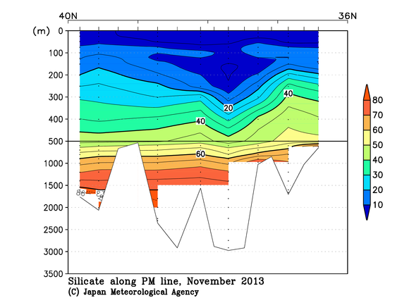 日本海の2013年秋季のケイ酸塩