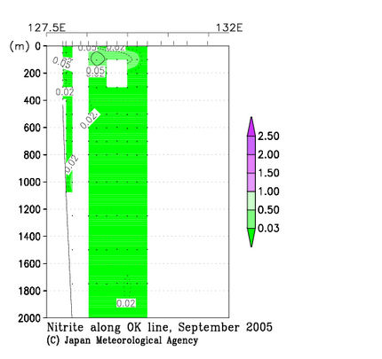 九州・沖縄海域の2005年秋季の亜硝酸塩