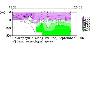 九州・沖縄海域の2005年秋季のクロロフィル