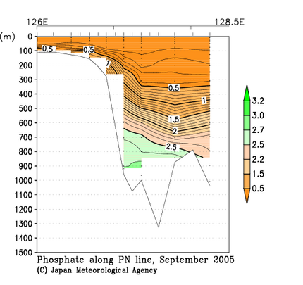 九州・沖縄海域の2005年秋季のリン酸塩