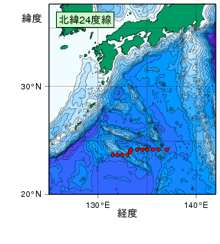 九州・沖縄海域測線図