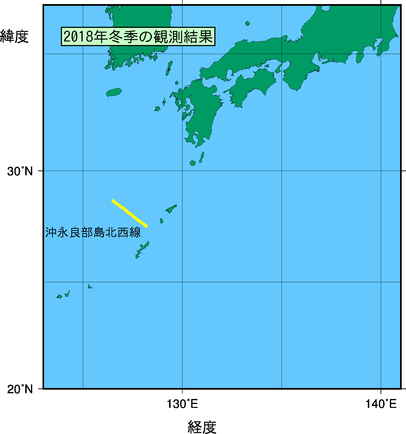 九州・沖縄海域(2018年冬季)の観測線図