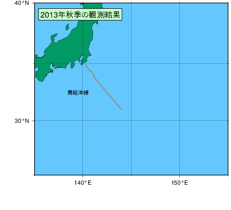 関東沖海域(2013年秋季)の観測線図