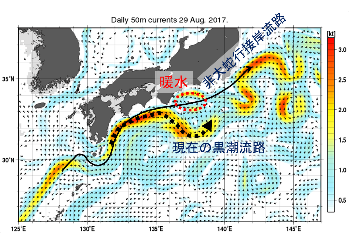 図1-2 8月29日の海流分布図