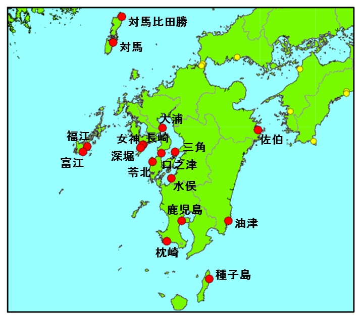 気象庁 潮汐 海面水位のデータ 歴史的潮位資料 近年の潮位資料 九州地方