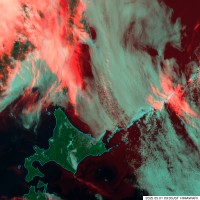 オホーツク海南部の衛星画像のイメージ