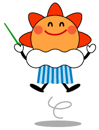 気象庁のマスコットキャラクターはれるんが飛び跳ねているイラスト
