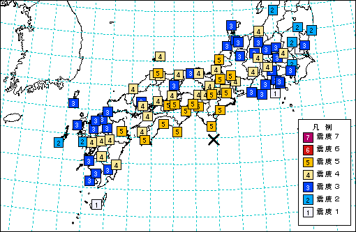 震度分布図(昭和南海地震)