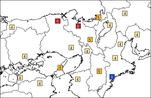 震度分布図（京都府周辺）