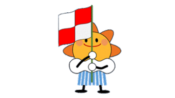 津波フラッグをふる　はれるん