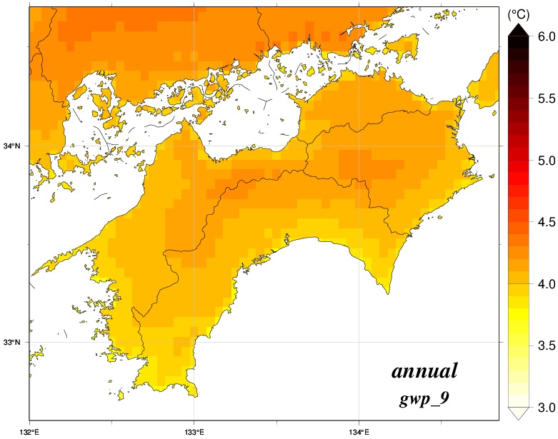 年平均気温変化分布図のグラフ
