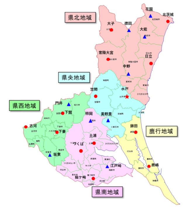 茨城県アメダス配置図