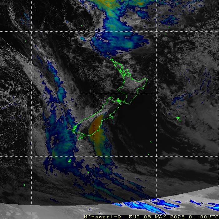 Infrared satellite imagery for 1:00pm on 26 April 2024