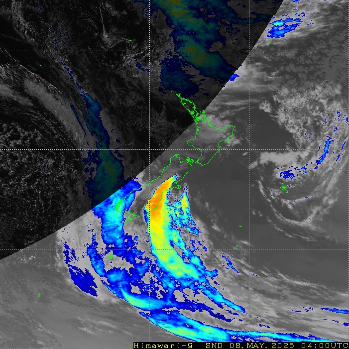 Infrared satellite imagery for 4:00pm on 9 May 2024