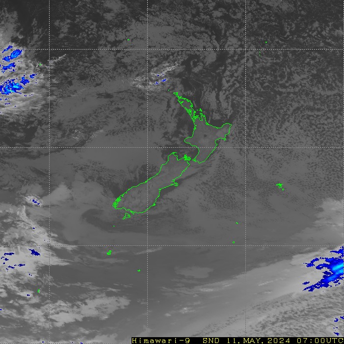 Infrared satellite imagery for 7:00pm on 18 May 2024